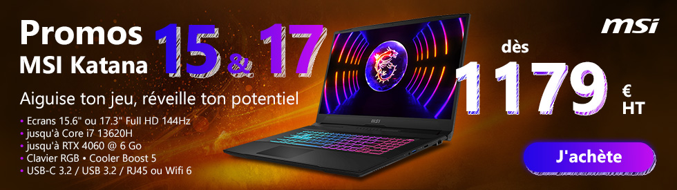 Laptop Gaming MSI GF66 Katana i7 15,6″ RTX 3050 + Sac à dos