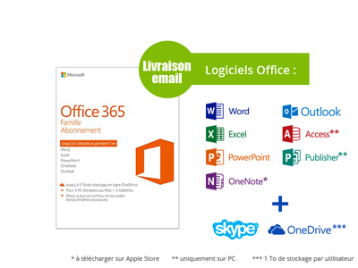 Microsoft 365 Famille - 6 utilisateurs - PC ou Mac - Abonnement 1