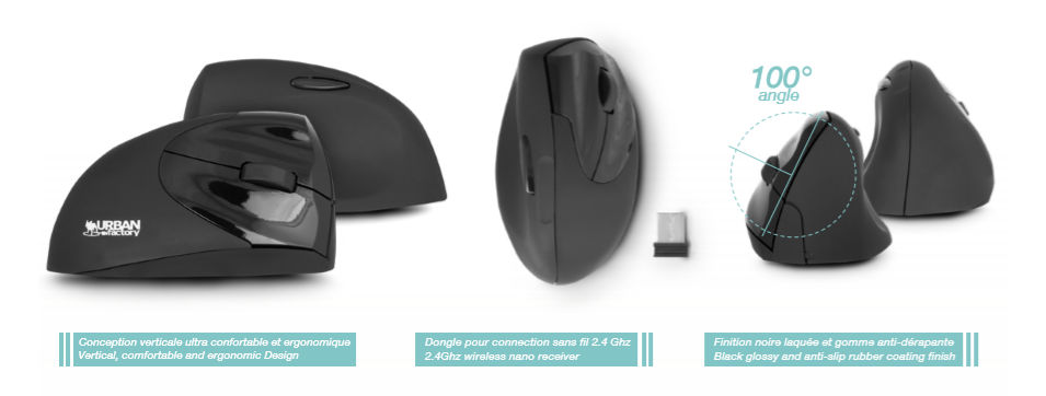 ERGO PRO: SOURIS ERGONOMIQUE SANS FIL BLUETOOTH 5.0 / 2.4GHZ VERTICALE POUR  DROITIER